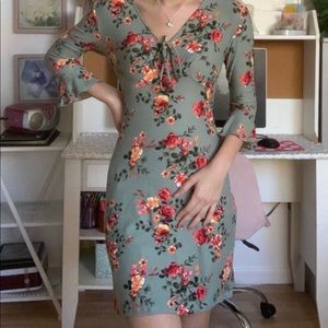 Teal floral dress